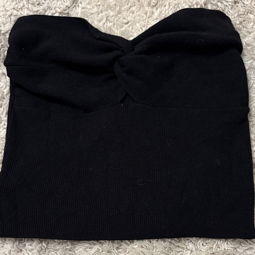 Strapless Black Twist-Front Tube Top